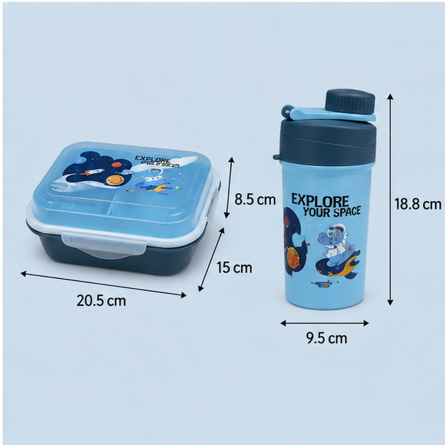 Kids Lunch Box with Water Bottle Set Blue (YM2479)