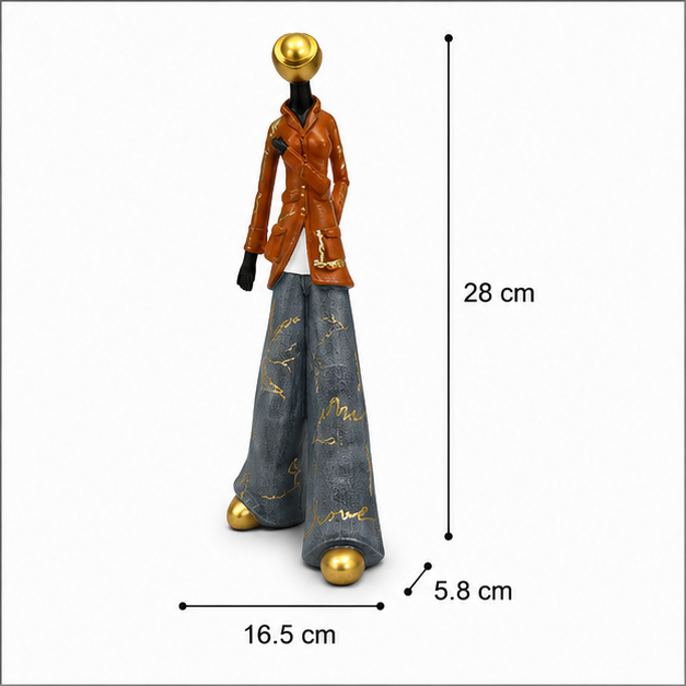 Elegant Orange Lady Figurine Décor (YM1157)