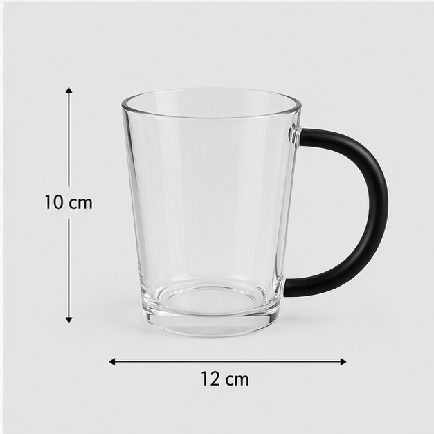 Transparent Glass Coffee Mug with Black Handle (YM168)