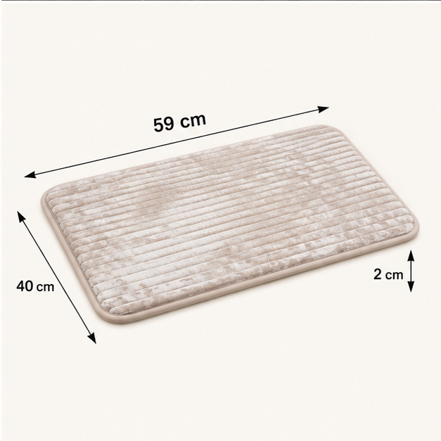 Soft Beige Striped Plush Door Mat for Home Entrance (YM1875)