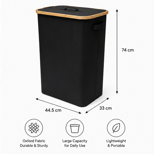 Black Laundry Hamper Basket for Daily Use (YM1881)