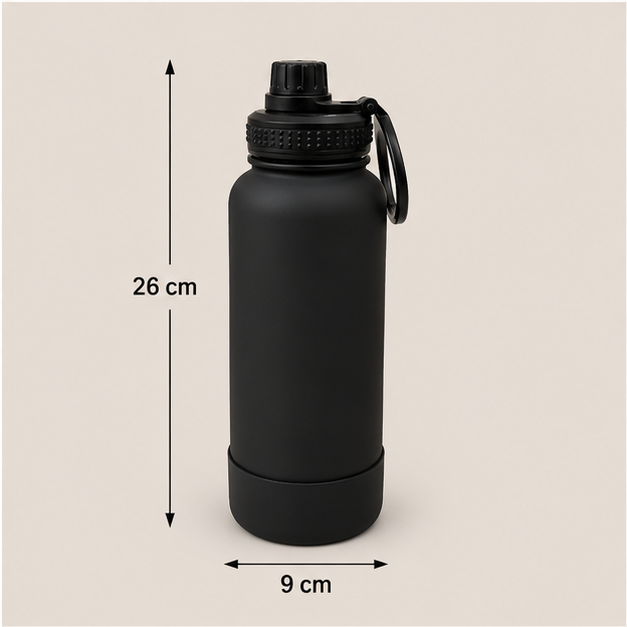 Matte Black Stainless Steel Water Bottle for Travel & Daily Use (YM050)