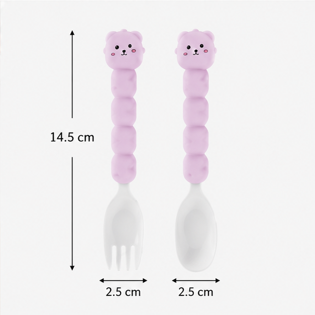 Baby Cutlery Set – Fork & Spoon Pink (YM2494)