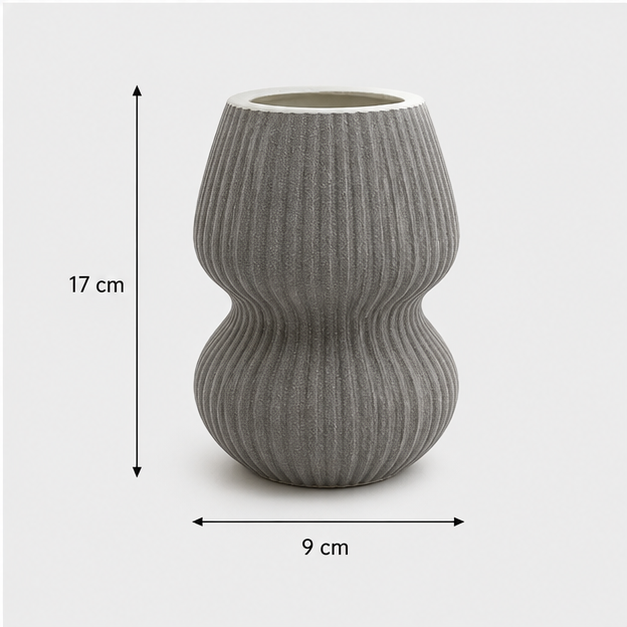 Textured Decorative Flower Vase Grey (YM1344)