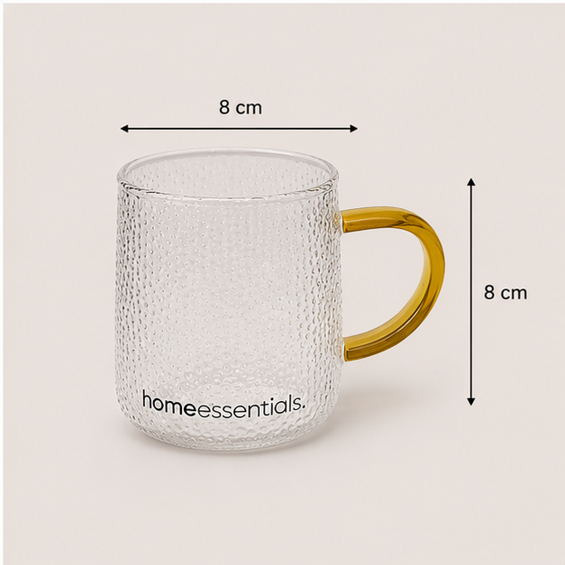 Transparent Textured Glass Mug with Amber Handle (YM1557)