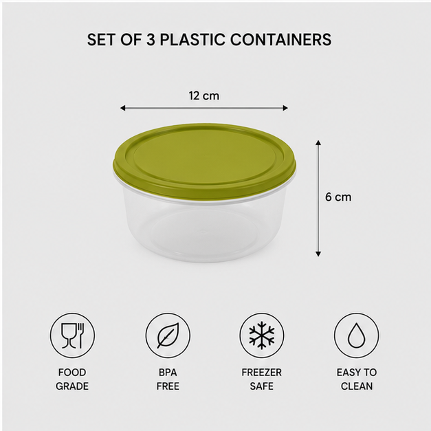 Storage Container Green Set of 3 (YM2728)