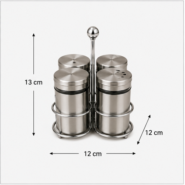 Stainless Steel Seasoning Set with 4 Spice Jars (YM069)
