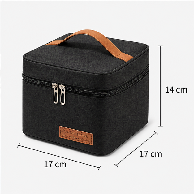 Black Insulated Lunch Bag with Carry Handle (TG05)
