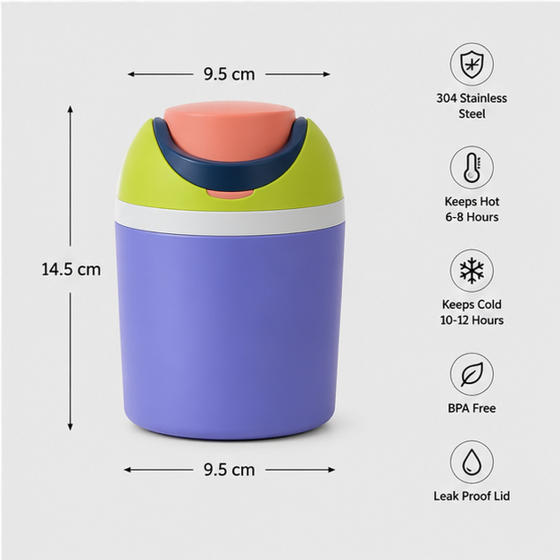 Flip-Top Stainless Steel Water Bottle Purple (YM2637)