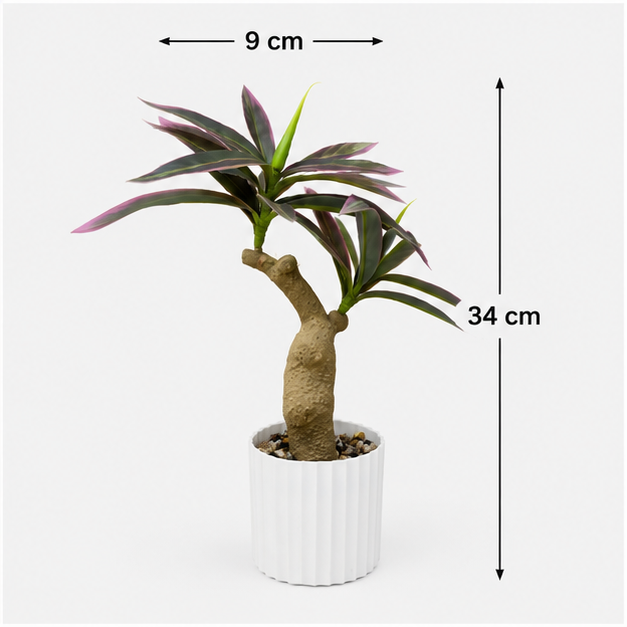 Artificial Bonsai Style Plant in White Pot (YM2249)