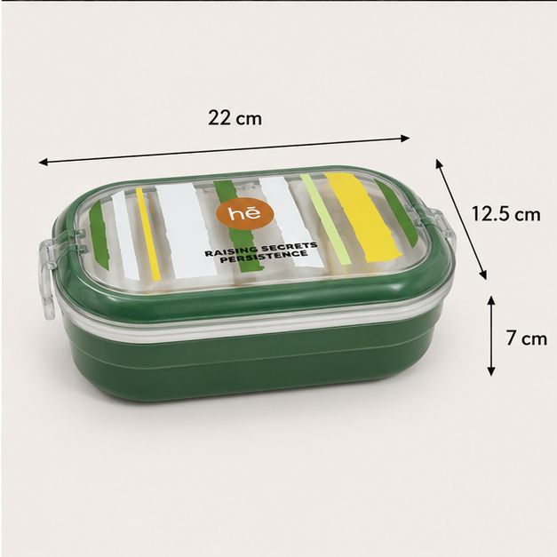 Green Plastic Lunch Box with Cutlery for Kids & Adults (YM2157)