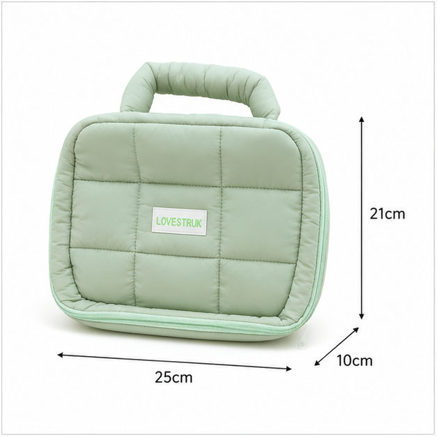 Quilted Cosmetic Organizer Bag Green (YM1438)