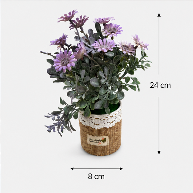 Artificial Lavender Daisy Plant in Decorative Pot (YM997)