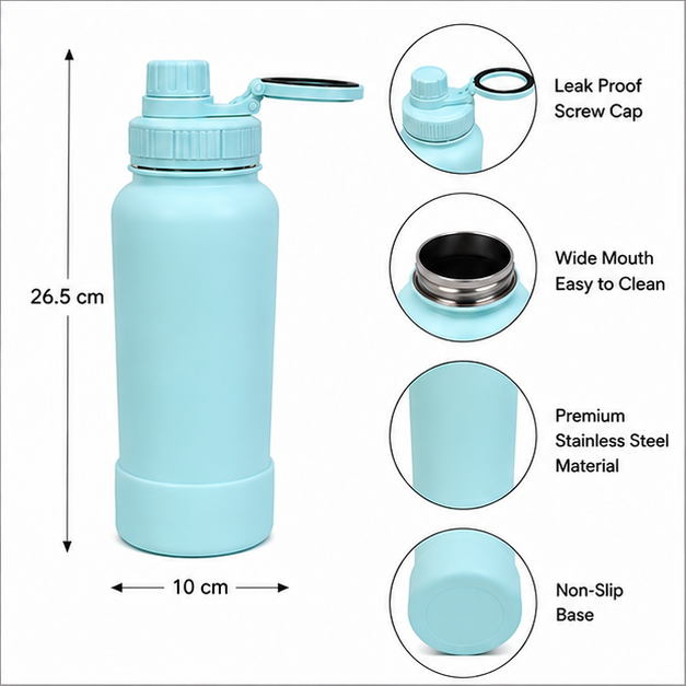 Sky Blue Stainless Steel Water Bottle (YM050)