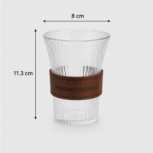 Transparent Ribbed Glass Cup with Sleeve Grip (YM1547)