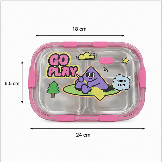 Pink Stainless Steel Kids Lunch Box 800ML (YM2492)