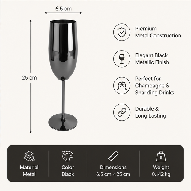 Black Metal Champagne Glass (YM1051)