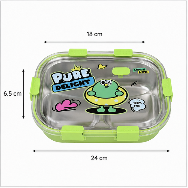 Green Stainless Steel Kids Lunch Box 800ML (YM2492)