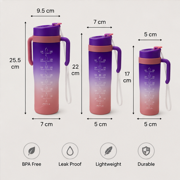 Hydration Bottle Purple Set of 3 (YM2128)