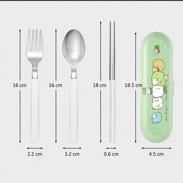 Kids Cutlery Set with Case – Green (YM2496)