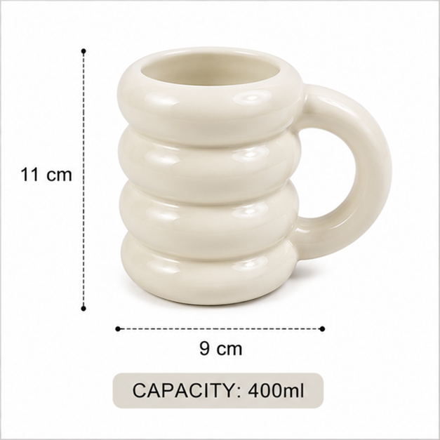 400ml Cream Ceramic Bubble Texture Coffee Mug (YM1722)