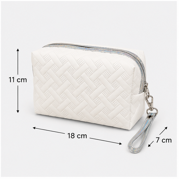 White Braided Texture Cosmetic Makeup Bag (YM1434)