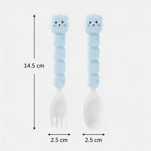 Baby Cutlery Set – Fork & Spoon Blue (YM2494)