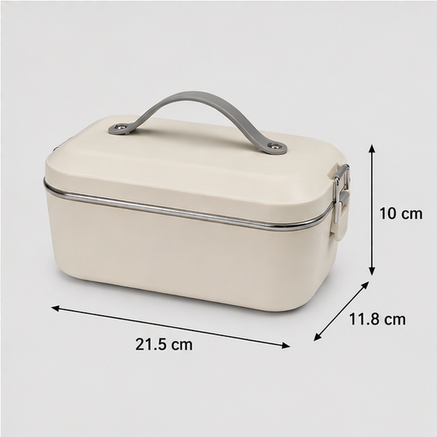 Premium White Lunch Box with Carry Handle for Office, School & Travel (YM698)