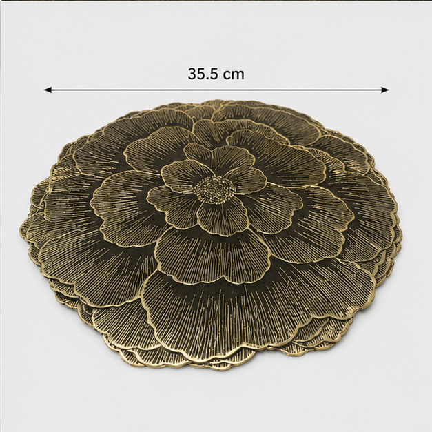 Luxury Floral Black Table Mat Set of 6 (YM2663)