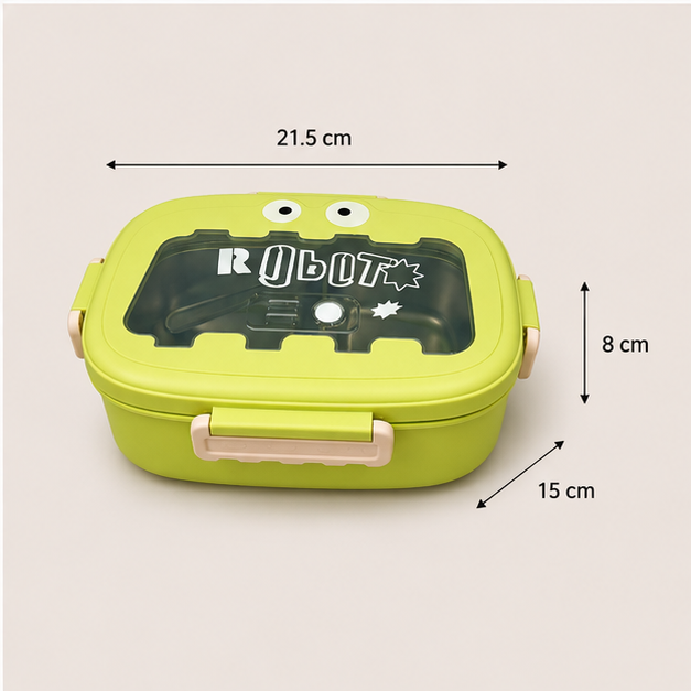 Kids Stainless Steel Robot Lunch Box Lime Green (YM2501)
