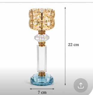 Gold Crystal Pillar Candle Holder Decor (YM2291)
