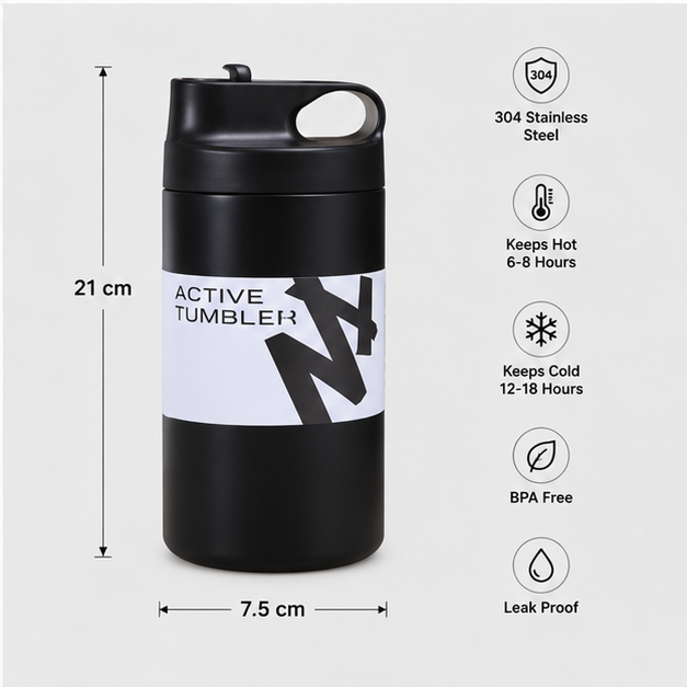 Stainless Steel Water Bottle Black (YM2633)