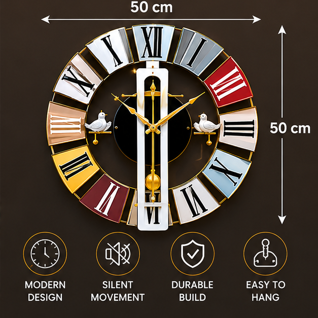 Modern Multi Color Wall Clock for Home & Living Decor (YM1095)
