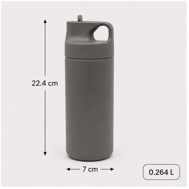 Dark Grey Stainless Steel Water Bottle 550ML (YM2632)