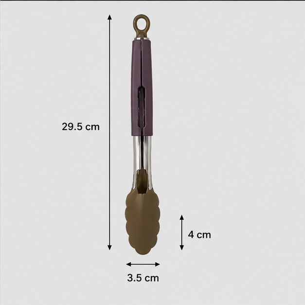 Tong with Wood Handle Stainless Steel (YM1653)