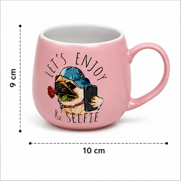 Pink Ceramic Coffee Mug with Travel Print Design (YM2831)