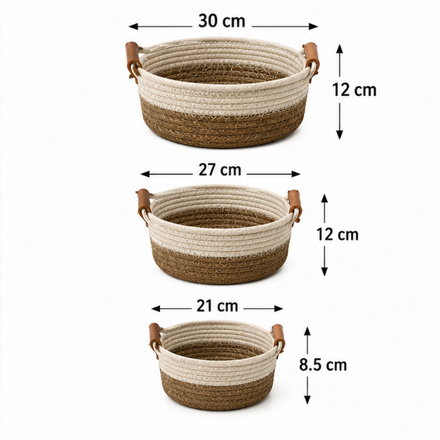 Laundry Basket Brown Set of 3 (YM1880)