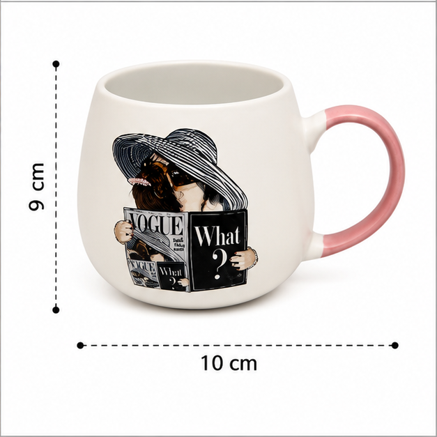 White Ceramic Coffee Mug with Fashion Lady Print (YM2831)