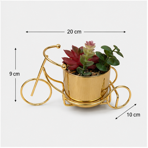 Gold Bicycle Planter with Artificial Succulent (YM2239)