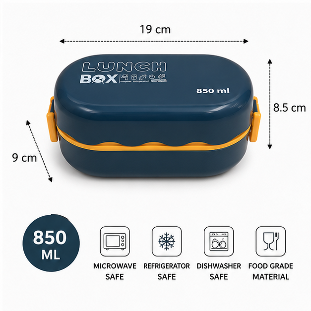 Blue Kids Lunch Box with Secure Lock Design (YM690)