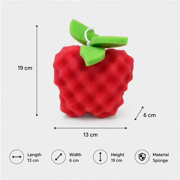 Bath Scrub Apple Red – Soft Bath Sponge Scrubber (YM730)