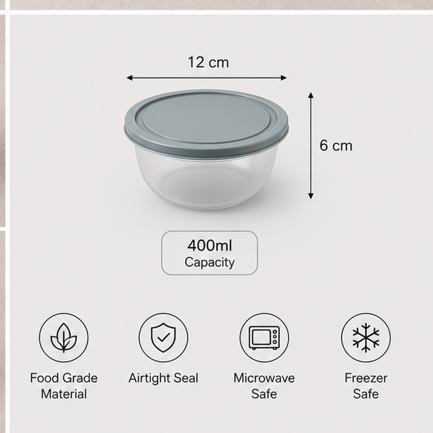 Storage Container Grey Set of 3 (YM2728)