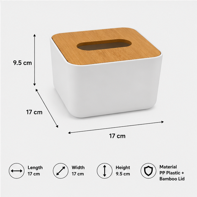 Tissue Box Holder – White Modern Tissue Organizer (YM561)