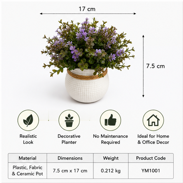 Artificial Floral Plant in Decorative White Pot (YM1001)