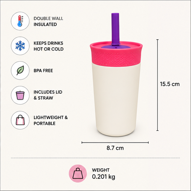 Beige Insulated Tumbler with Straw & Lid (YM048)