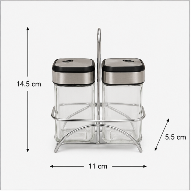 Glass Seasoning Jar Set with 2 Spice Containers (YM070)