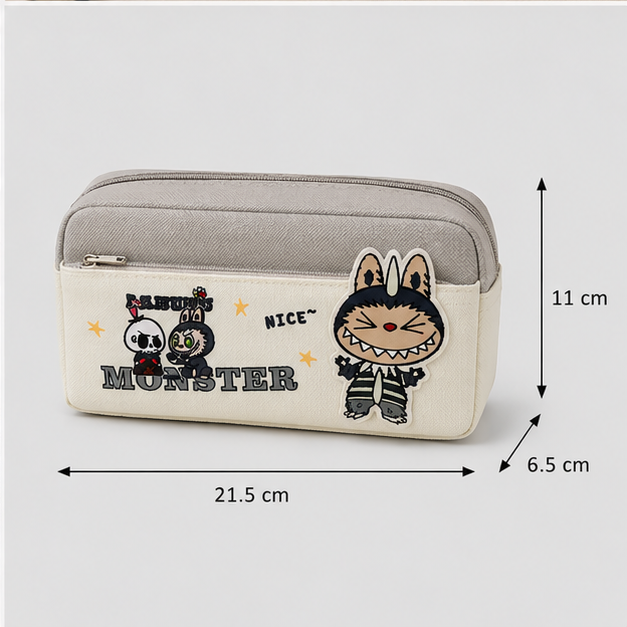 Grey Cartoon-Themed Pencil Box for School & Stationery Storage (YM819A)