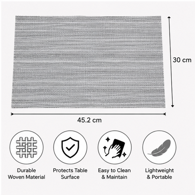 Grey Woven Table Mat for Dining & Table Protection (YM032)