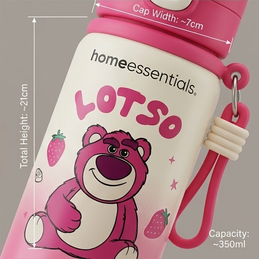 Cute Pink 500ML Kids Sipper Bottle with Lotso Design (YM1509)