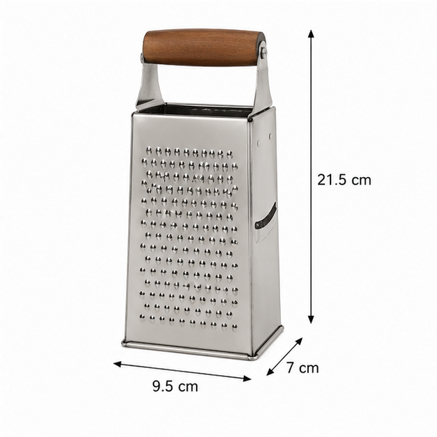Stainless Steel Box Grater with Wooden Handle (YM197)